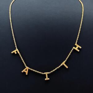 DJoy Faith Letter Necklace Sterling Silver 925 Gold Vermeil 5.0g 18-20” Length